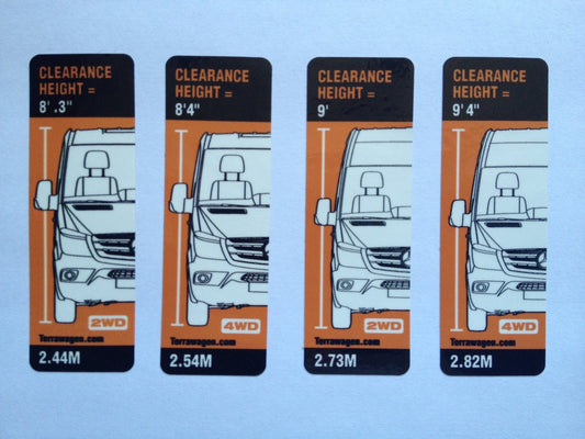 Terrawagen Sprinter height warning stickers